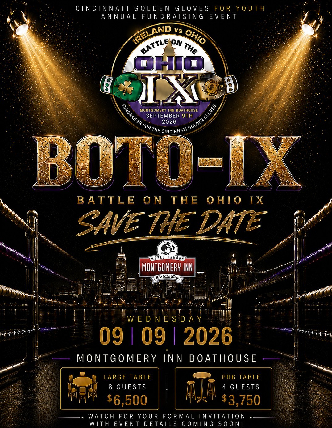 Boxer fight promo for the battle on the ohio. save the date 09 09 2026 
